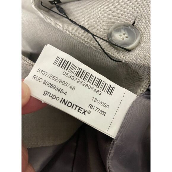 Zara Men Suit Jacket Blazer EU 48 US 38 Stone Gray wool double vest 5337/252 NWT - Picture 6 of 14